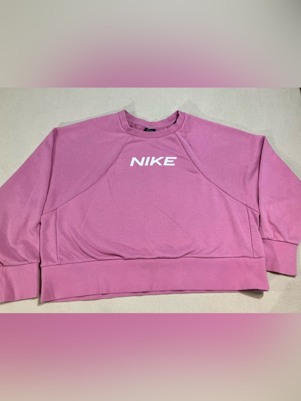 Nike Dri-FIT Pink Cropped Training Crewneck Sweatshirt, XL